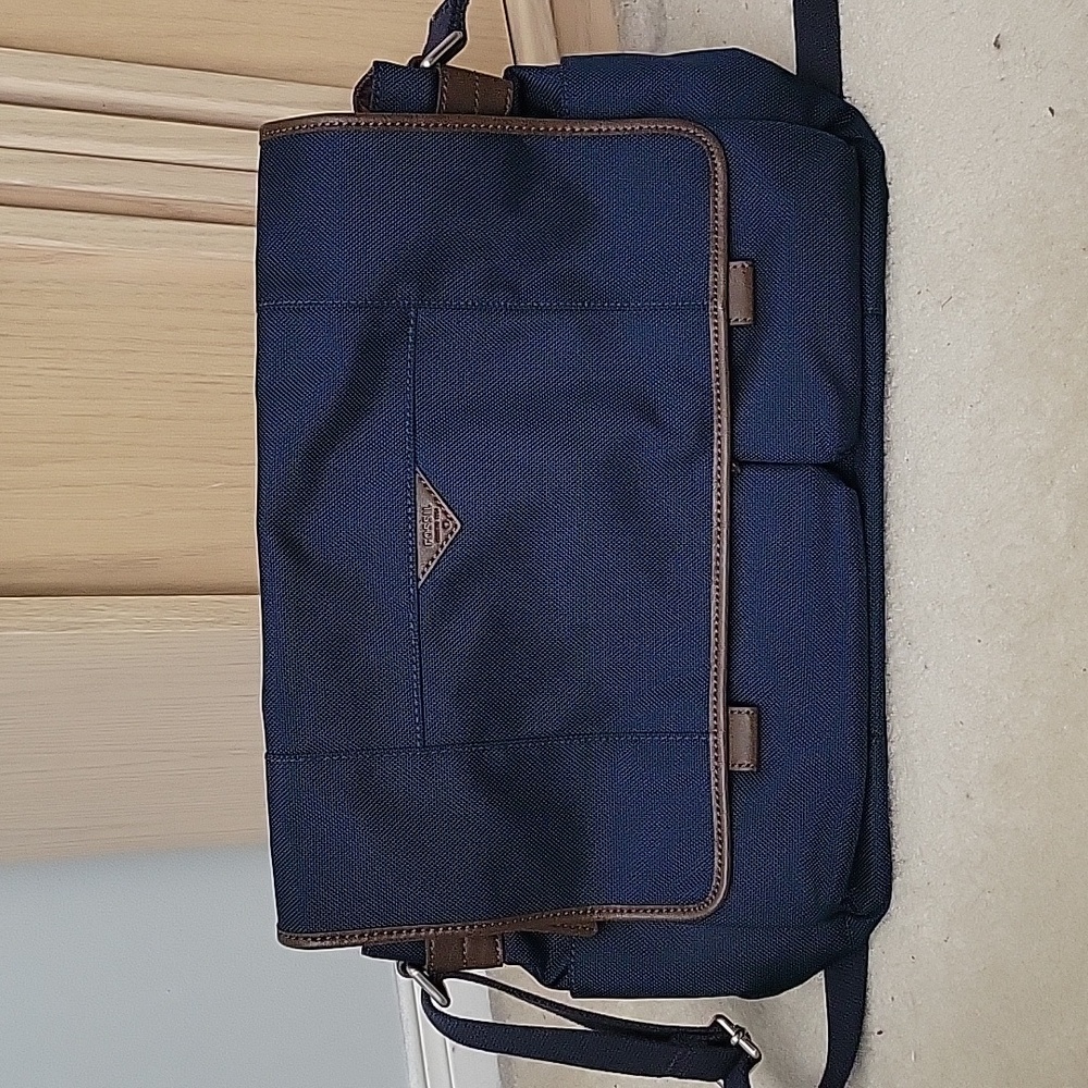 Fossil Field Messenger Navy and Brown Laptop Bag